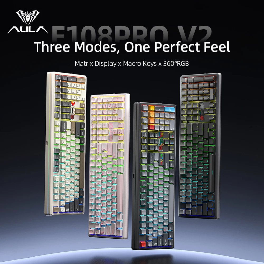 Gaming Keyboard Hot Swappable - Механическая клавиатура AULA F108 Pro V2,