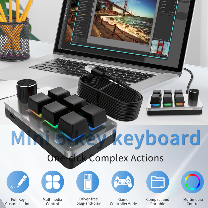 RGB-клавиатура с 6 клавишами и – обзор и цена Gaming Keyboard Hot Swappable